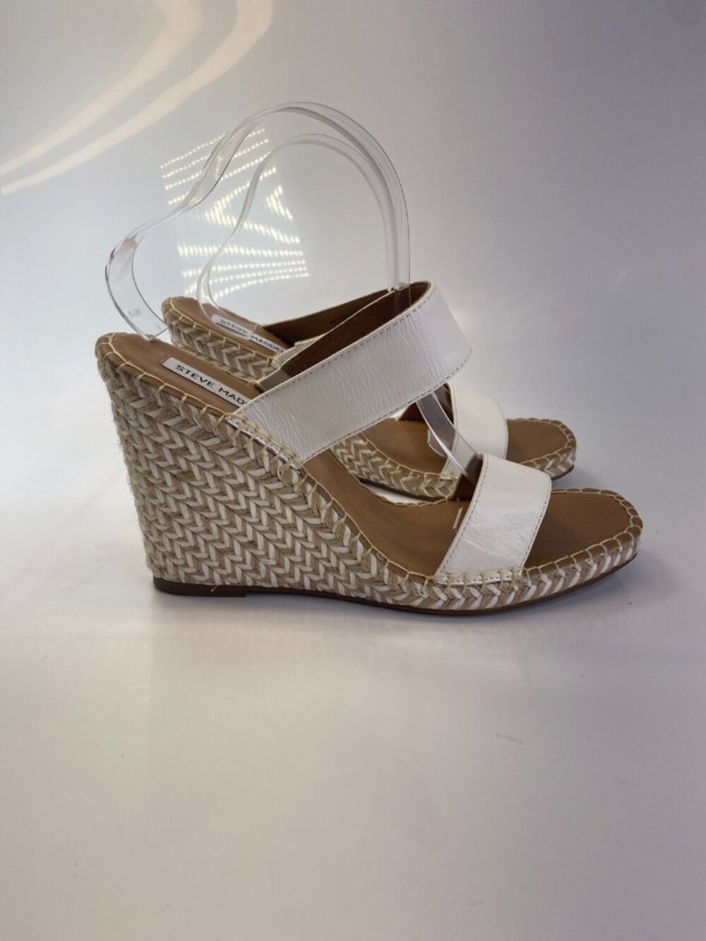 Steve Madden Imply White Espadrille Wedge Strap Sandal Sz 11